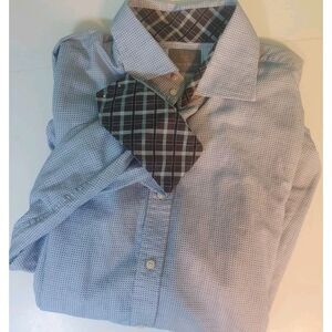 Thomas Dean Mens Shirt Xl Long‎ Sleeve Button Up Purple/white Flip Cuff